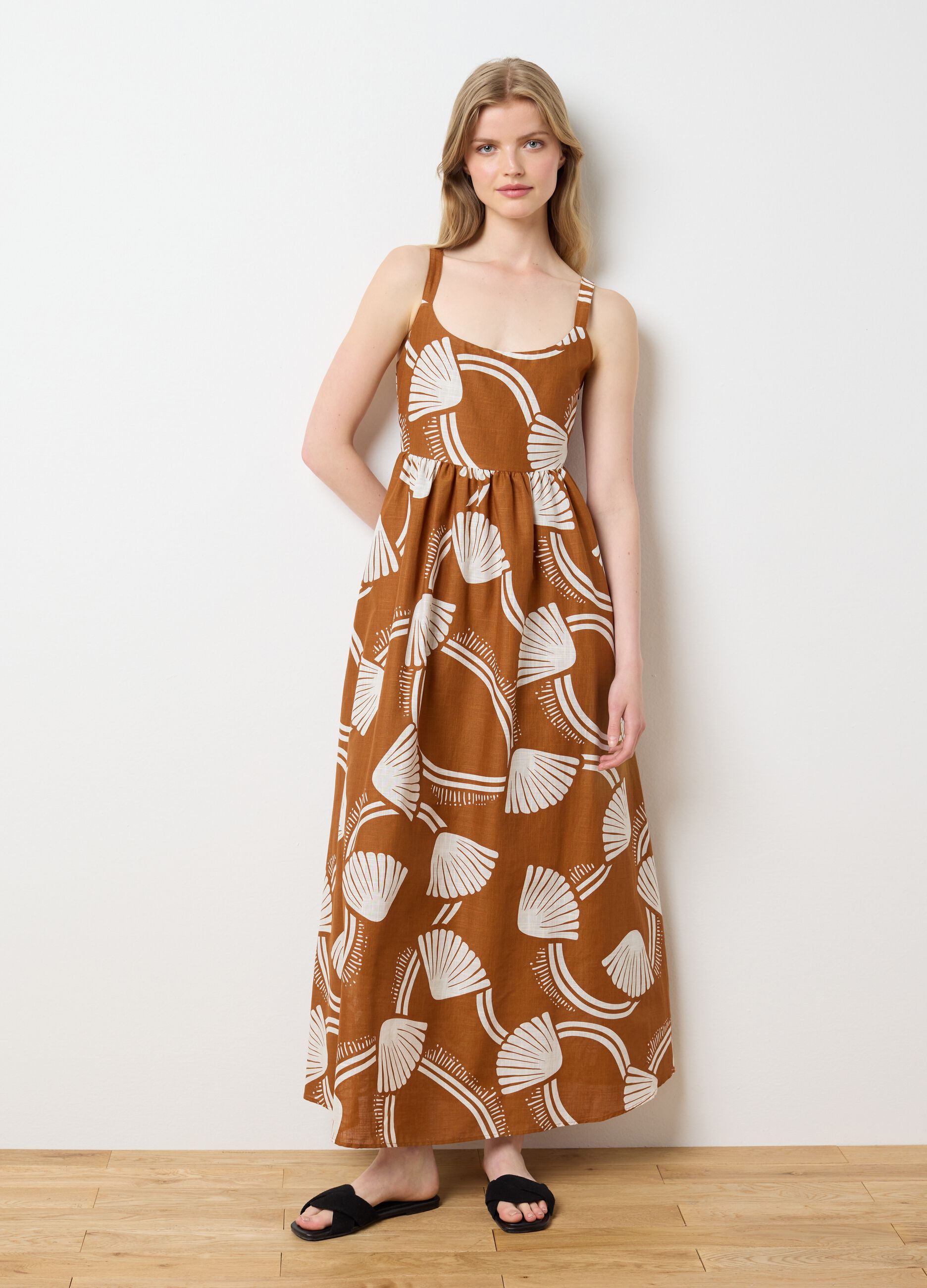 Women's Long Dress in Pure Cotton Multicolour Over