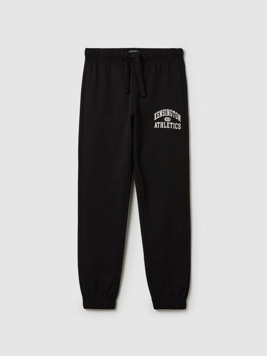 Fleece joggers with drawstring and print_0