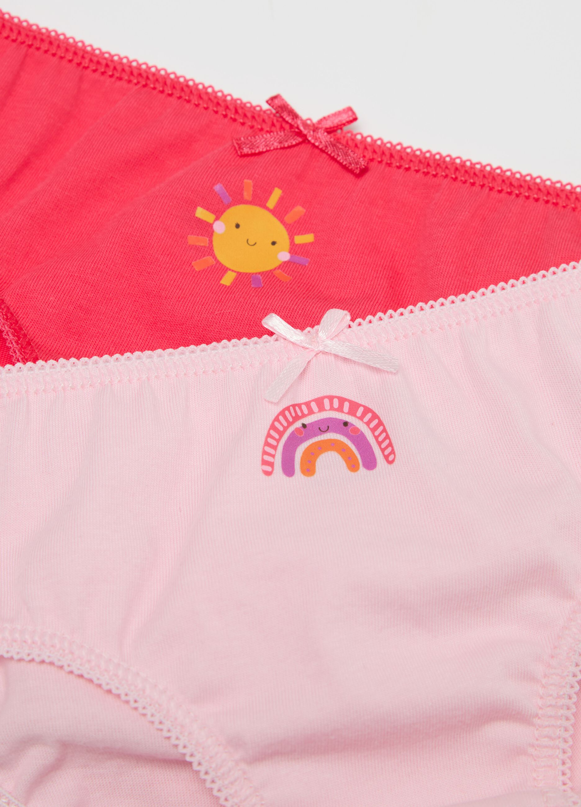 Three-pack briefs in cotton with bow and print