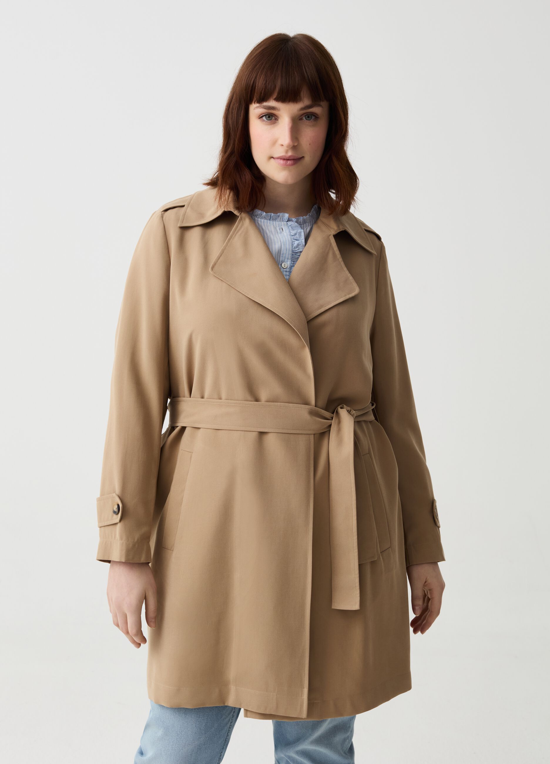 Trench con cintura Curvy