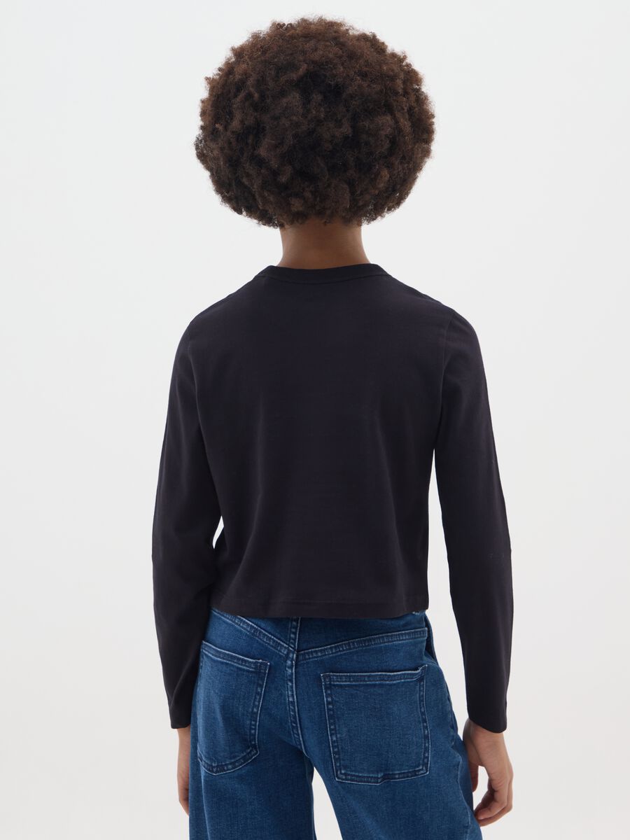 Girls' Black Pure Cotton Regular Fit T-shirt_1