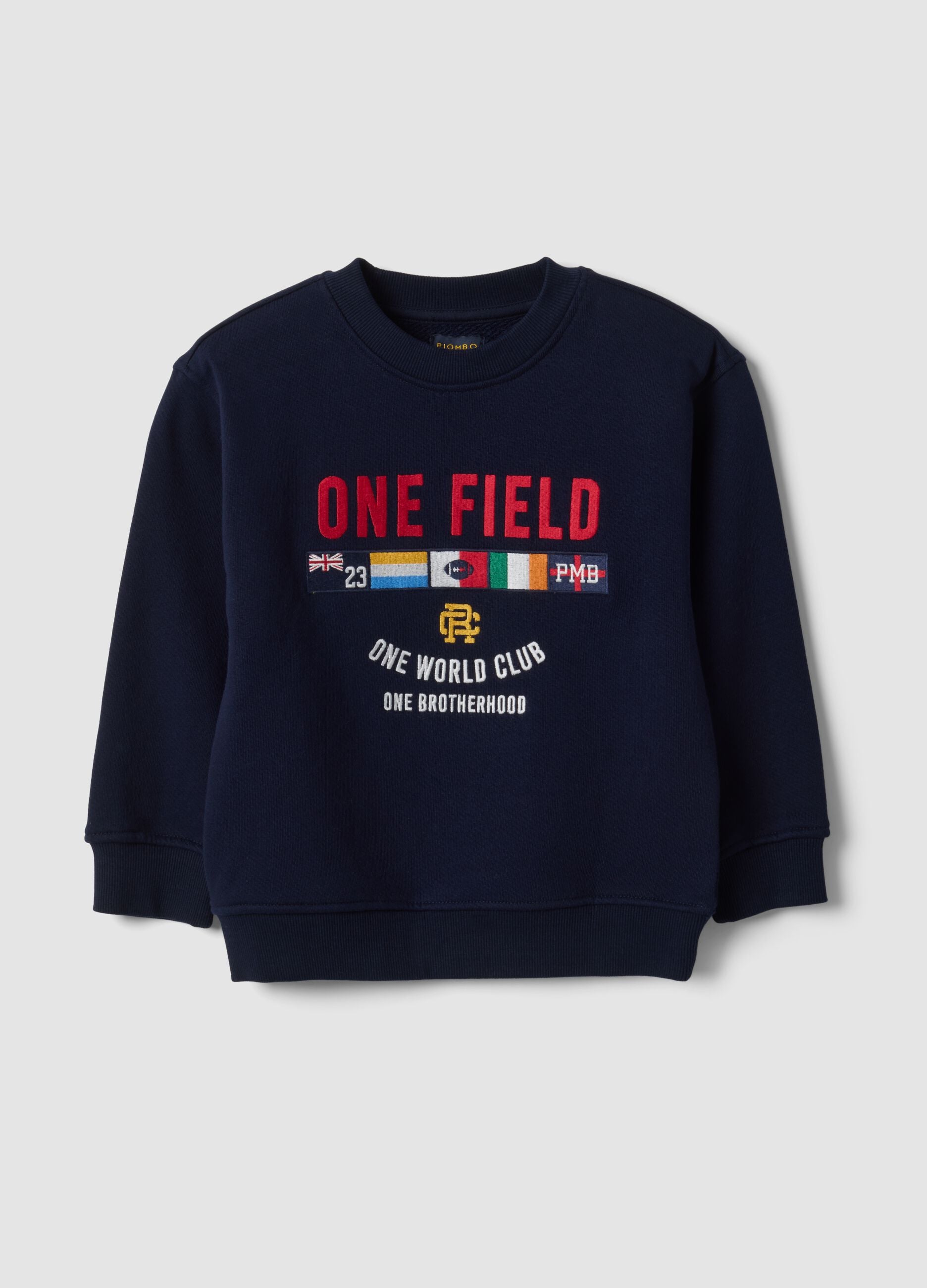 Blue oversized sweatshirt in pure organic cotton with print