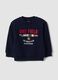 Blue oversized sweatshirt in pure organic cotton with print_0