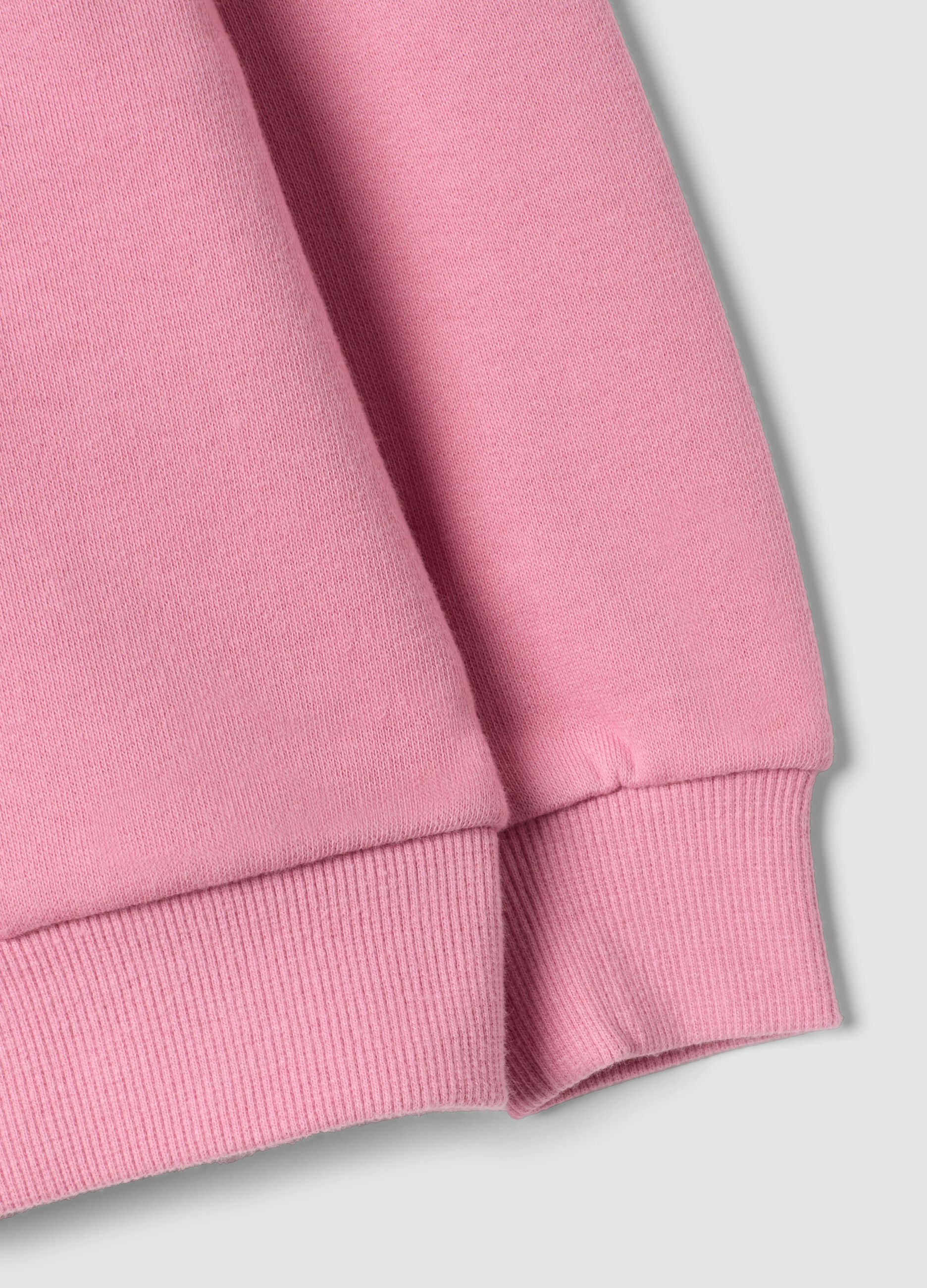 Pink hooded sweatshirt in pure organic cotton with star, regular fit, for baby girl
