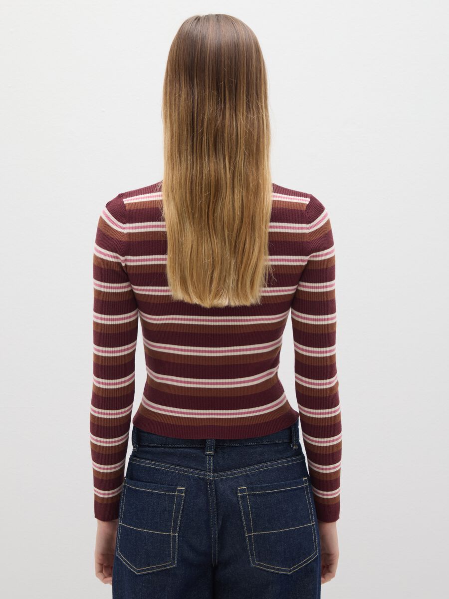 Brown striped fitted sweater_2