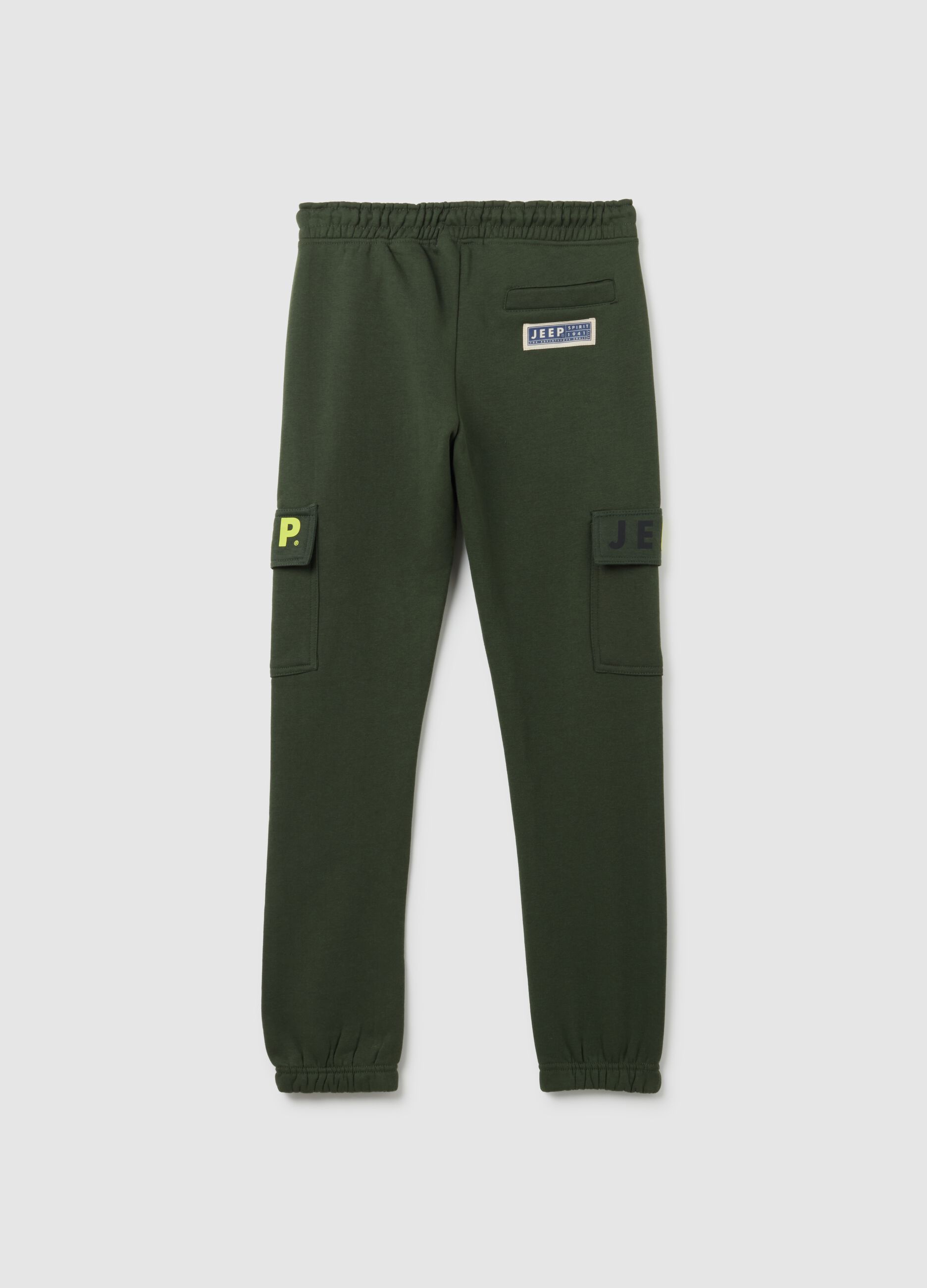 Children's green cotton blend trousers regular fit