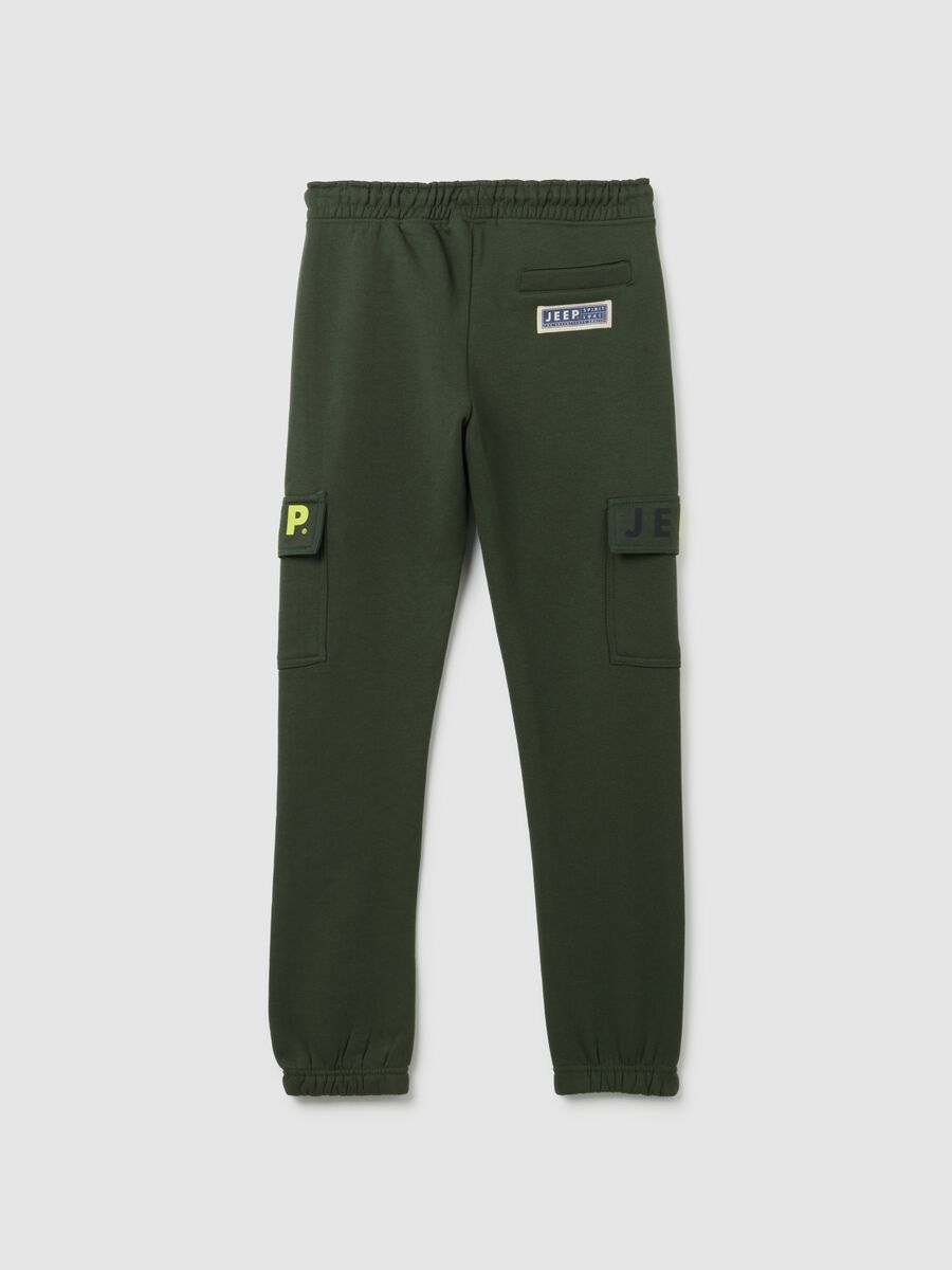 Children's green cotton blend trousers regular fit_1
