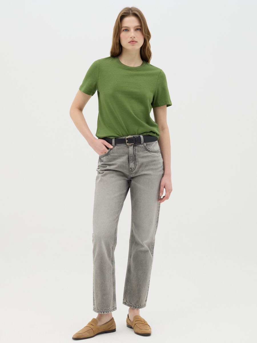 Green Cotton and Linen T-shirt_1