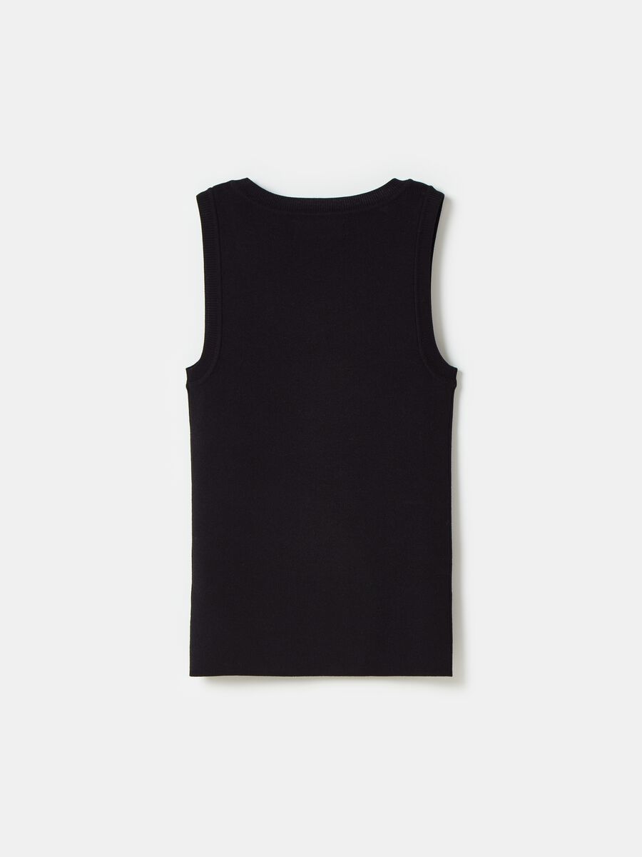 Tank top a costine con scollo rotondo_4