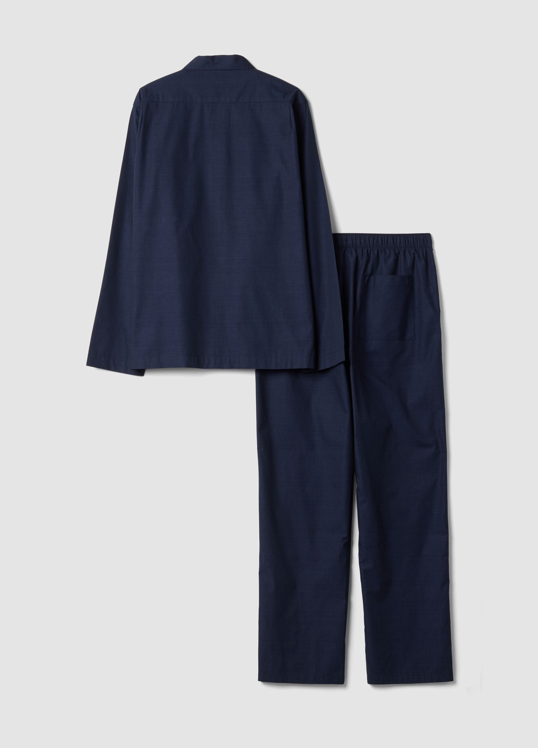 Pigiama blu in puro cotone organico con colletto