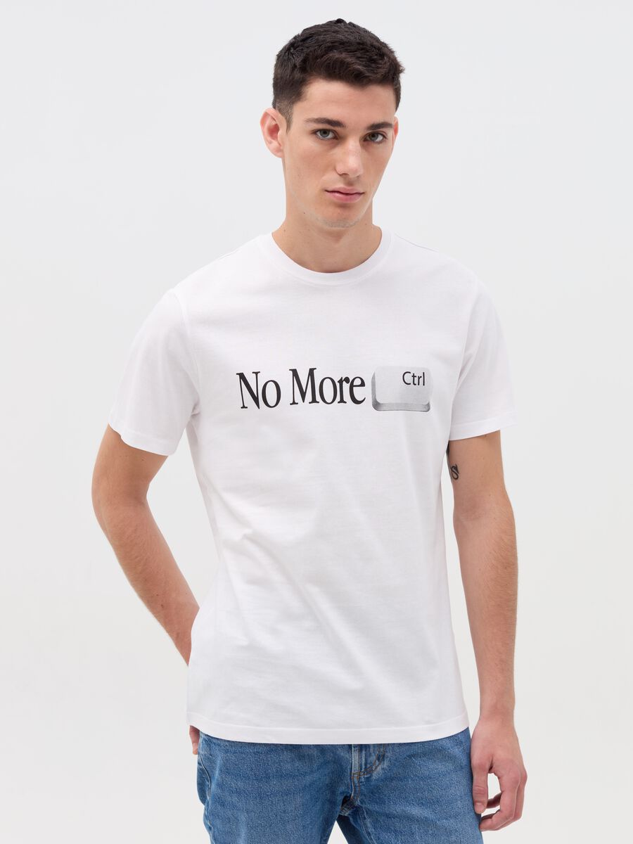 Cotton T-shirt with "No More Ctrl&rdquo; print_0