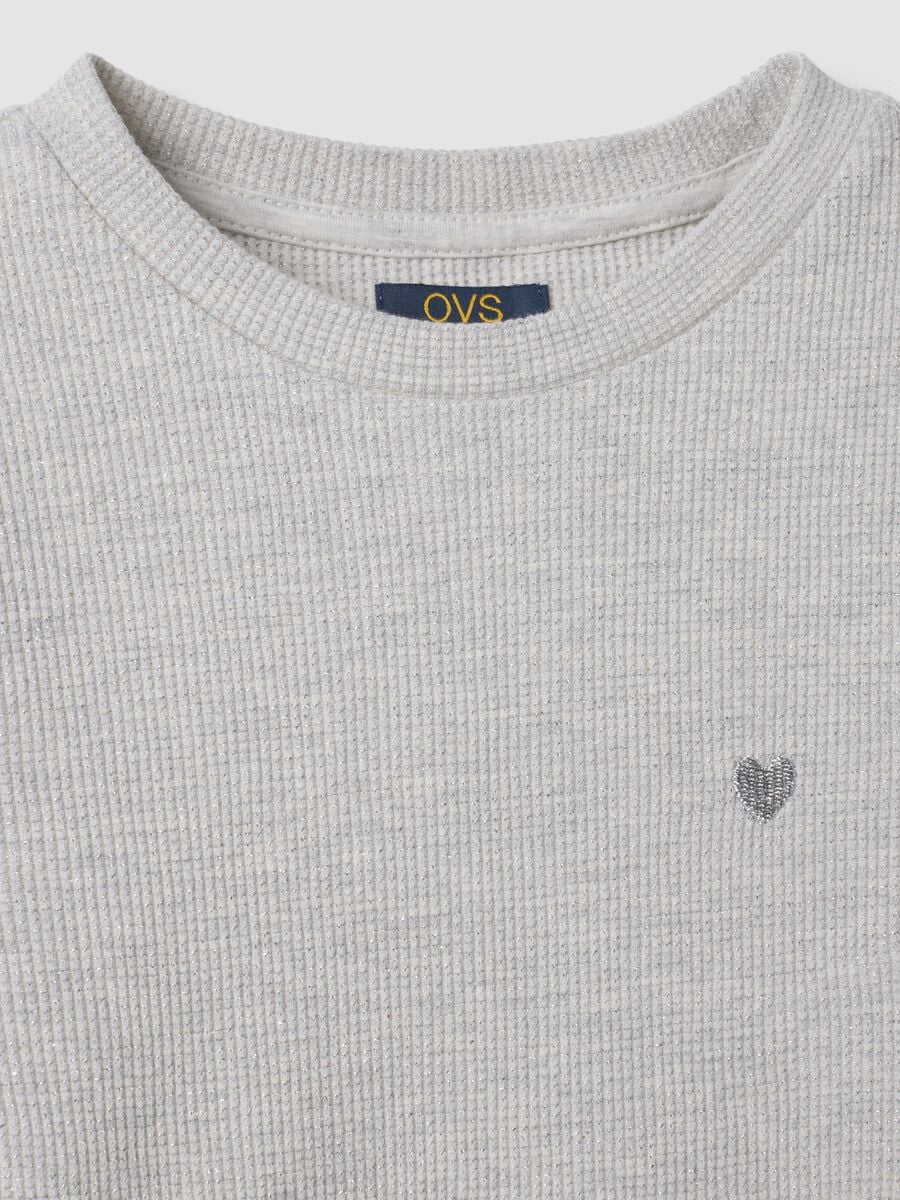 T-shirt grigio melange in misto cotone a girocollo_2