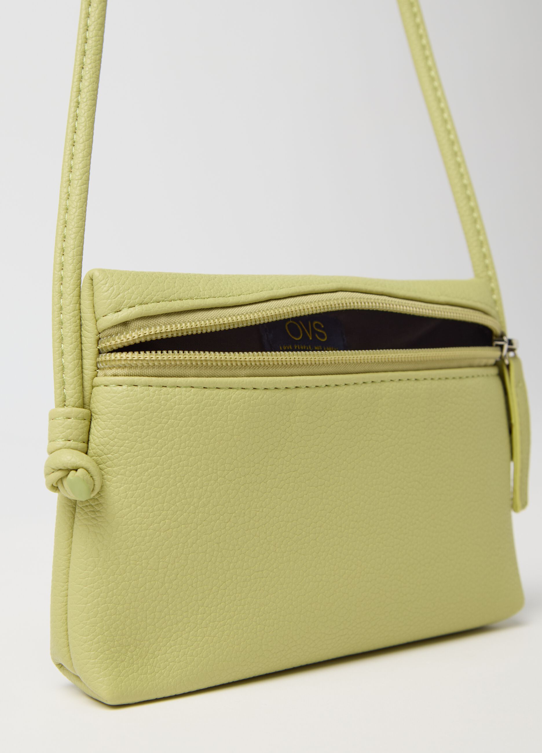 Green clutch bag with zip