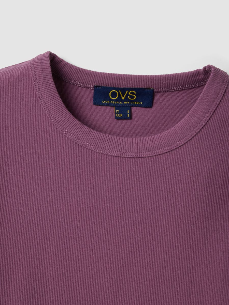 Purple fitted short-sleeve stretch cotton T-shirt_5