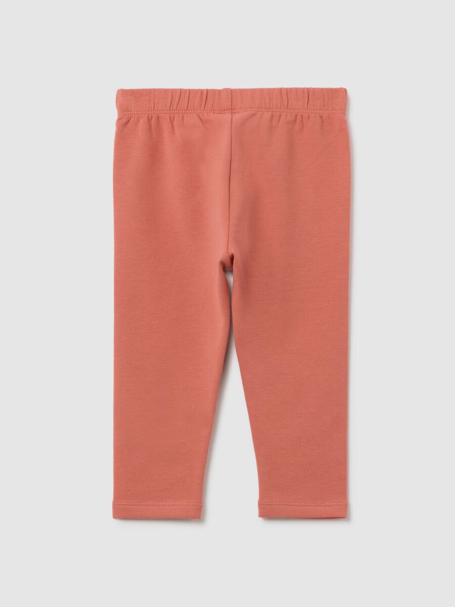 Leggings da bambina in cotone elasticizzato rosa slim fit_1
