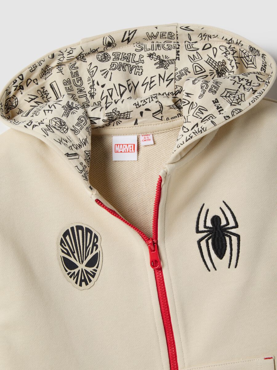 Boys' beige cotton blend sweatshirt with Spider-Man print_3