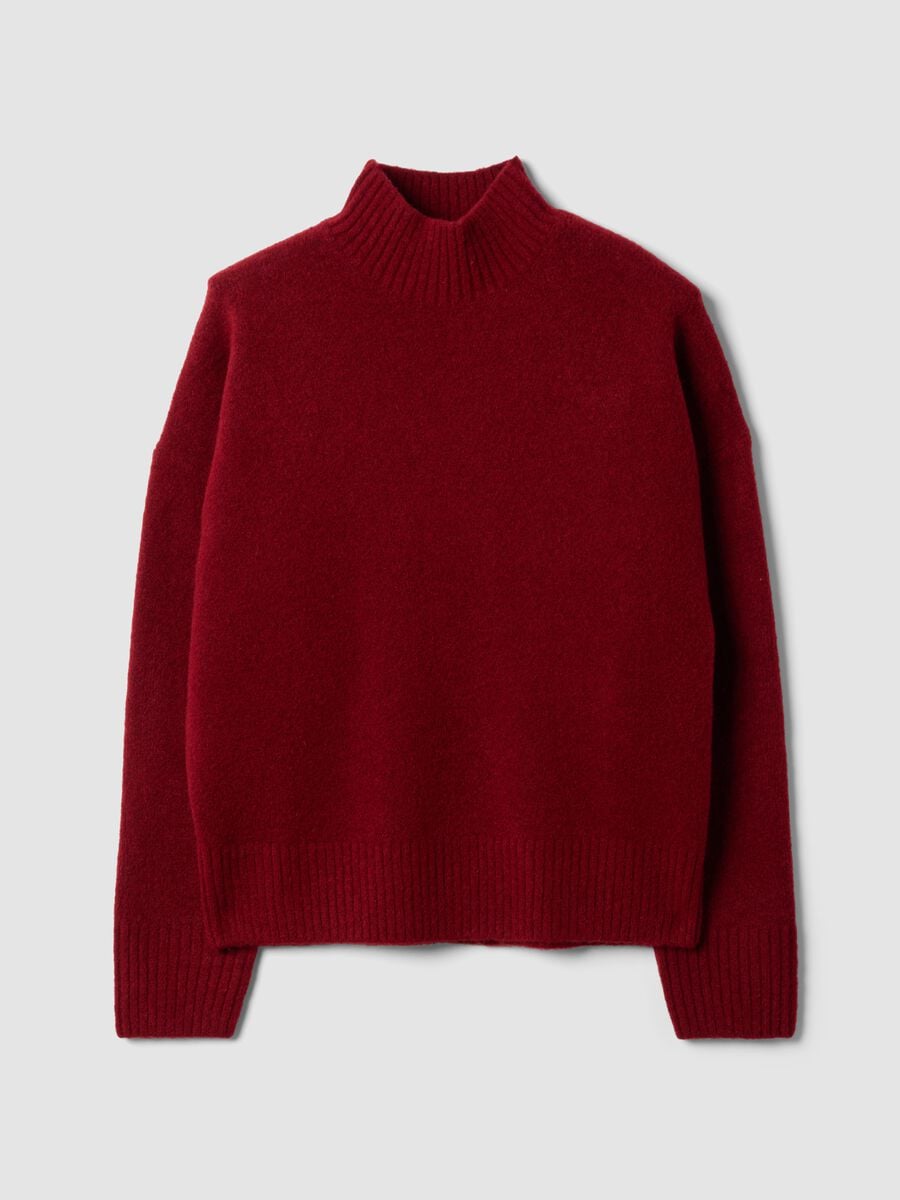 Red stretch wool jumper with raised neck_4