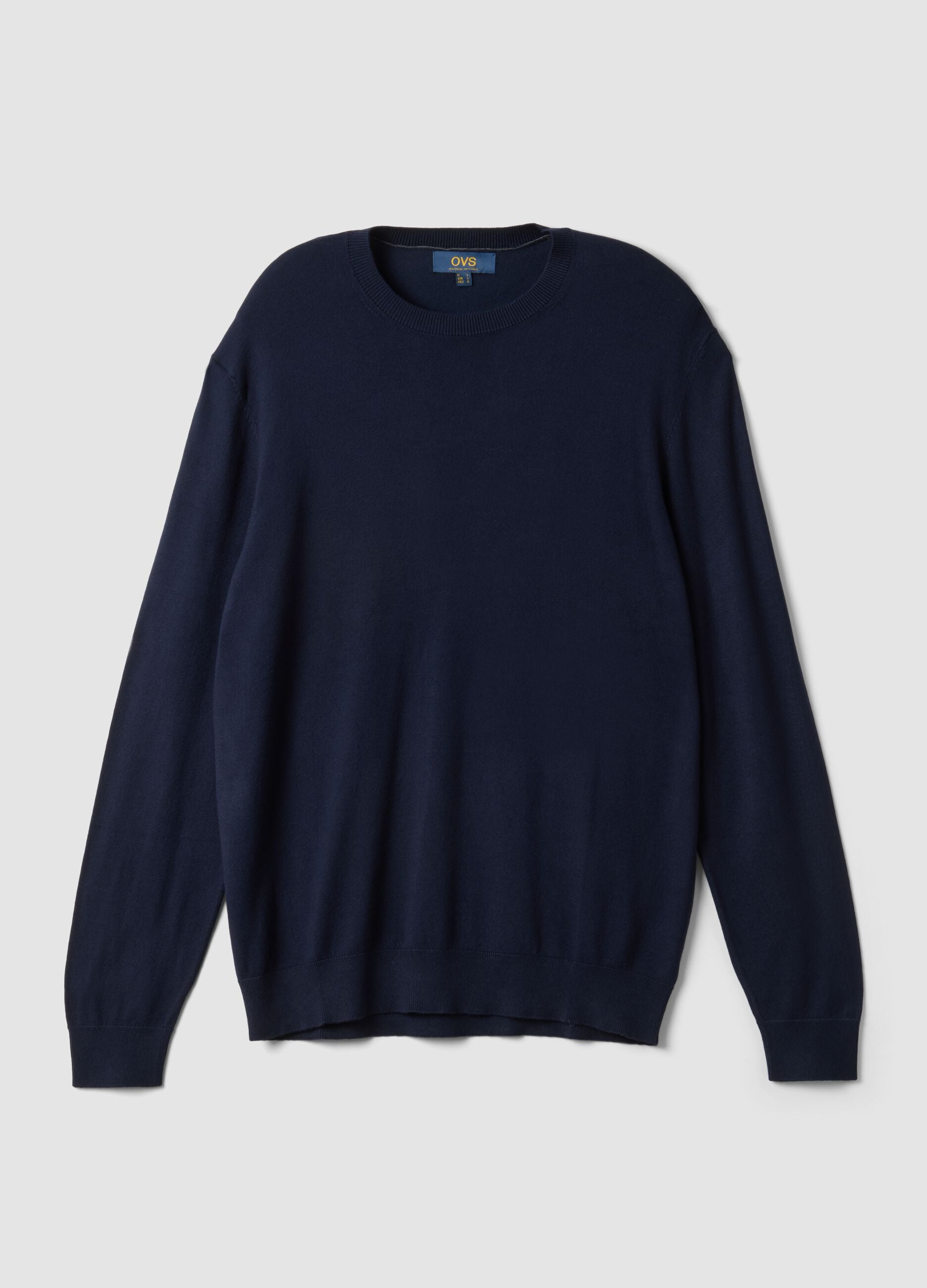 Navy crew-neck jumper in viscose blend, regular fit