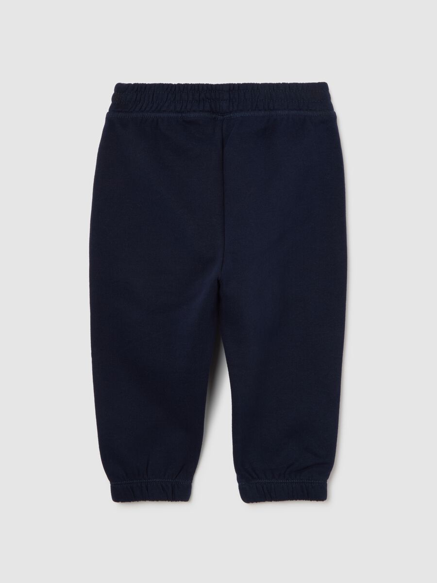 Pantaloni blu da bimba in puro cotone fleece regular fit_1