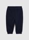 Blue fleece regular fit cotton trousers for girls_1