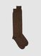 Brown polka dot stretch cotton knee-high socks_0