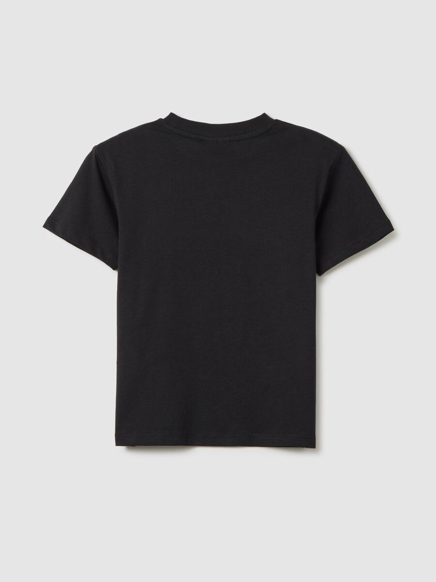 Black pure cotton regular fit kids' T-shirt with Los Angeles Lakers logo_1