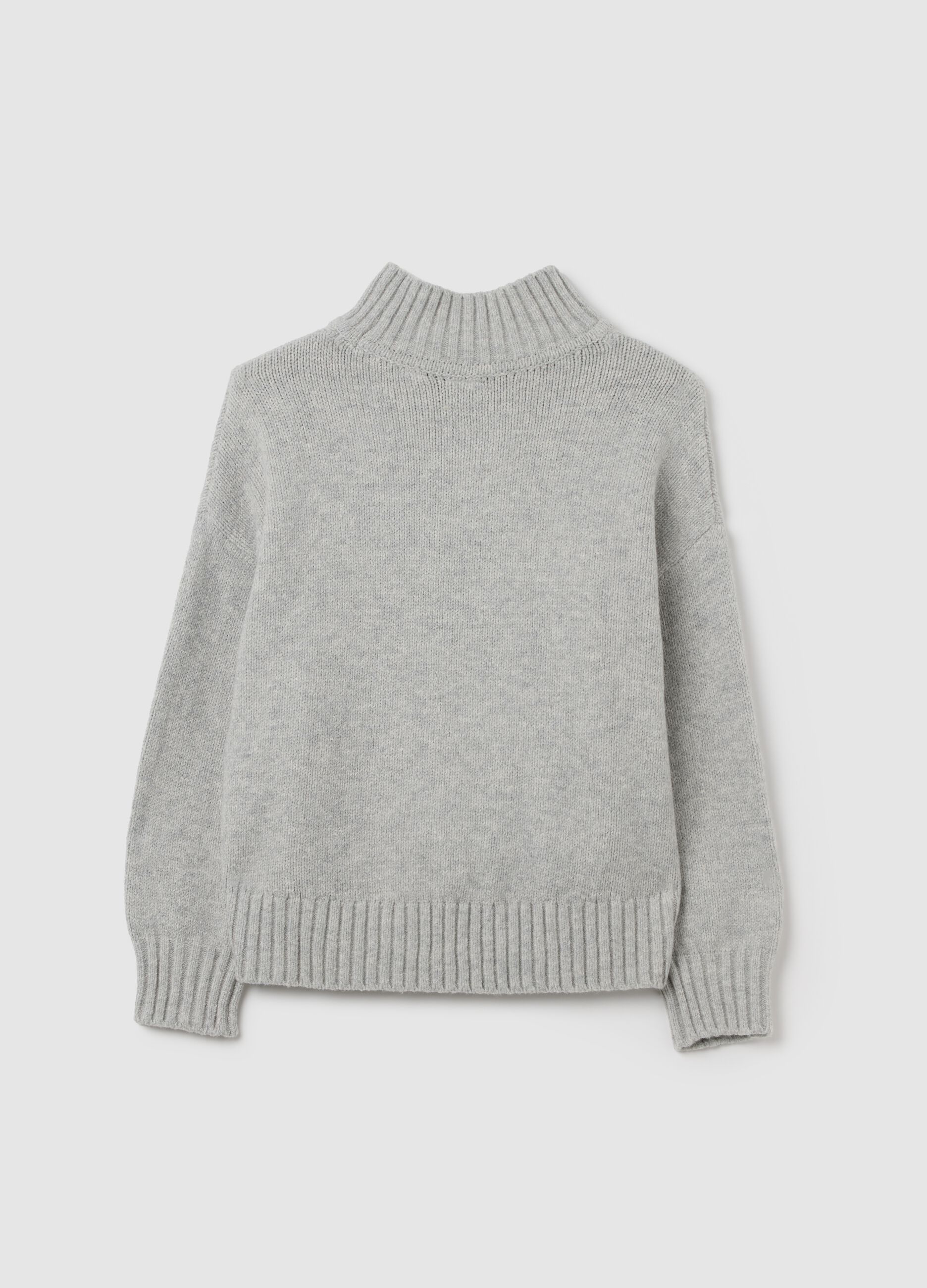 Grey cotton and polyamide blend jumper
