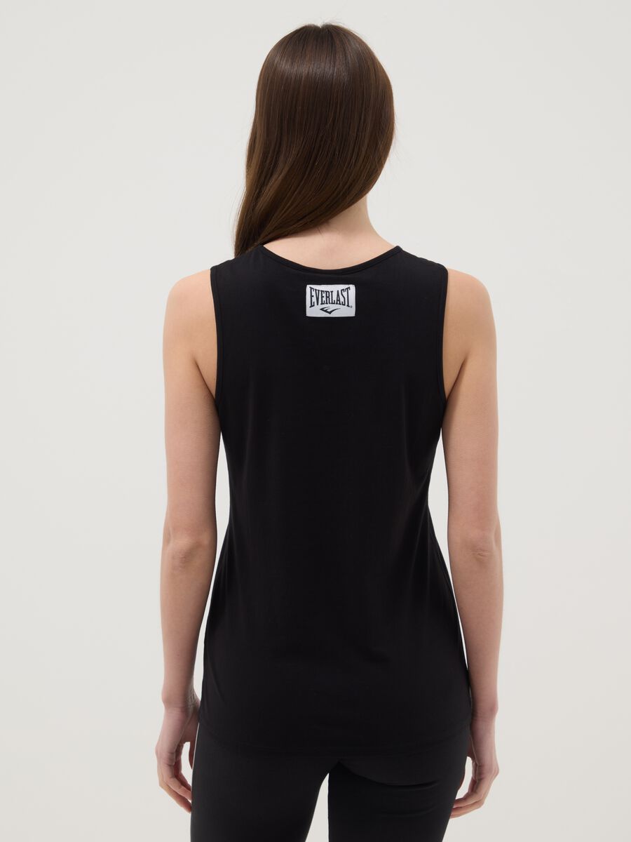Tank top in puro cotone nero regular fit con logo Everlast_3