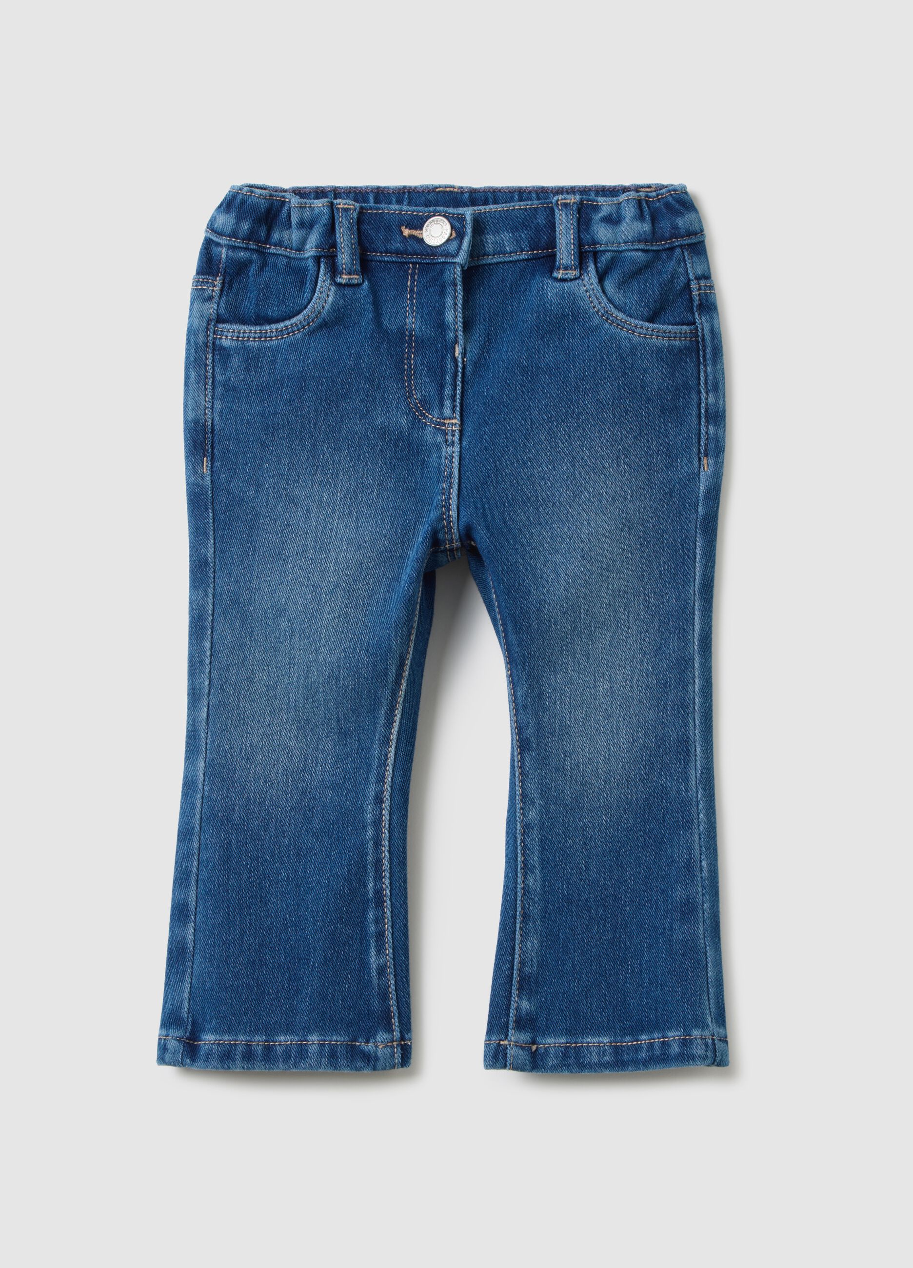 Girls' Stretch Denim Flare Trousers
