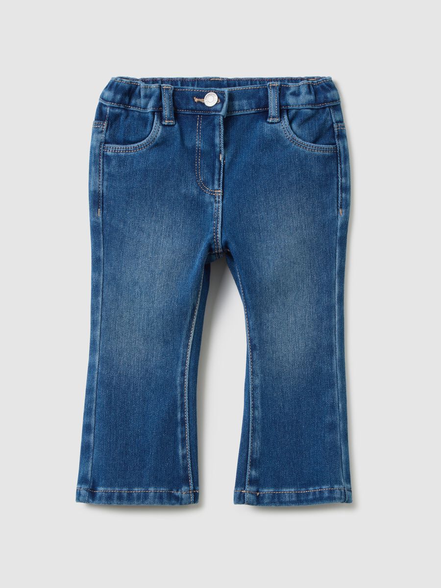 Pantaloni da bambina in denim elasticizzato flare_0