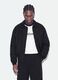 Black cropped padded jacket with zip and shirt collar_0