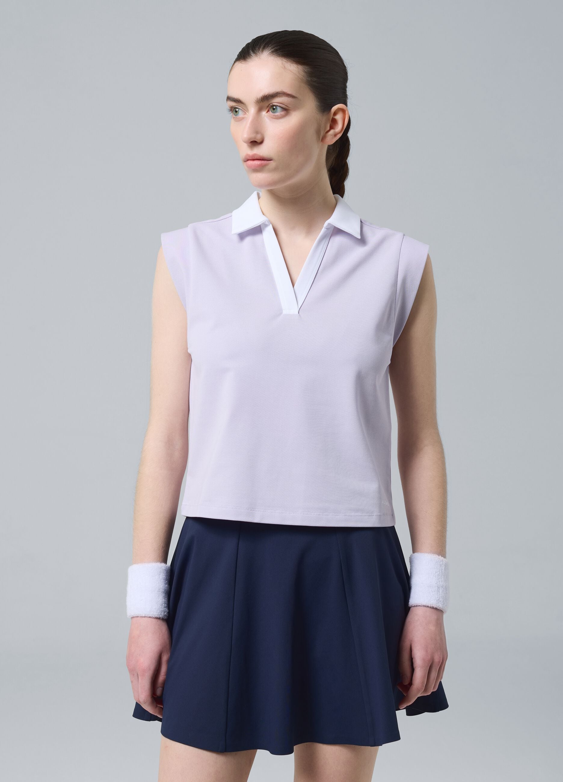 Purple sleeveless ALTAVIA COURT polo in stretch cotton with classic collar
