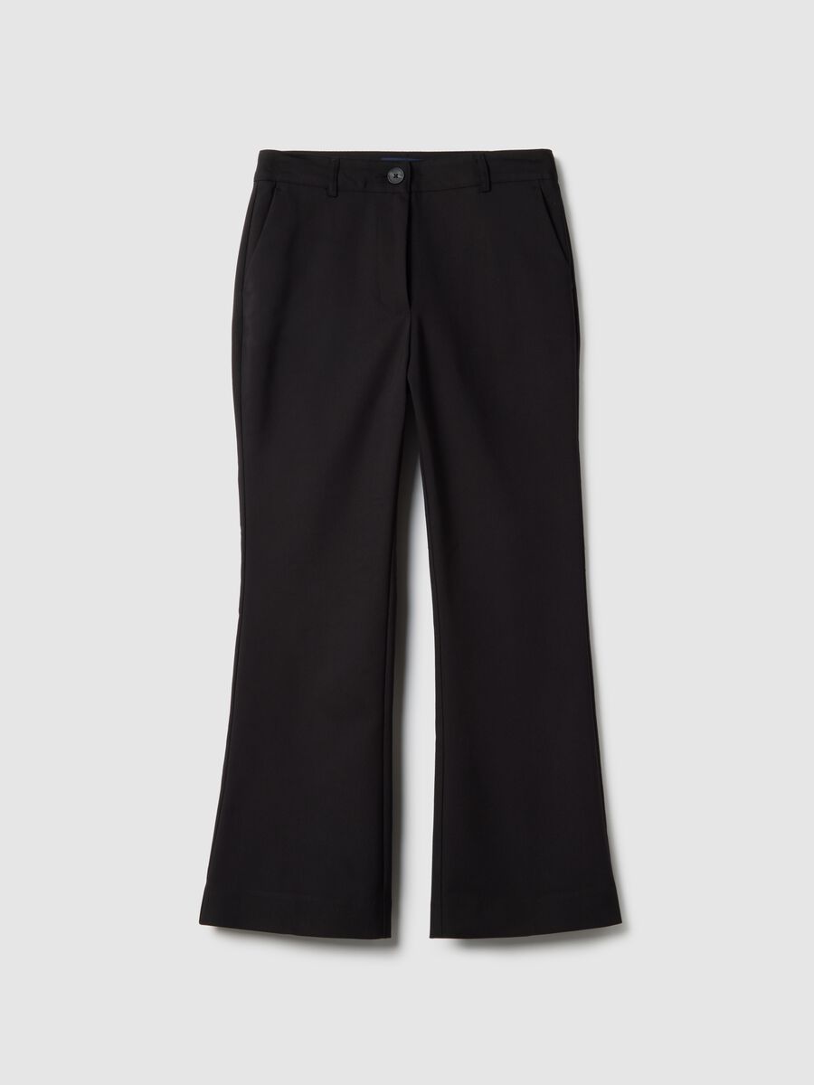 Black stretch regular fit trousers_5