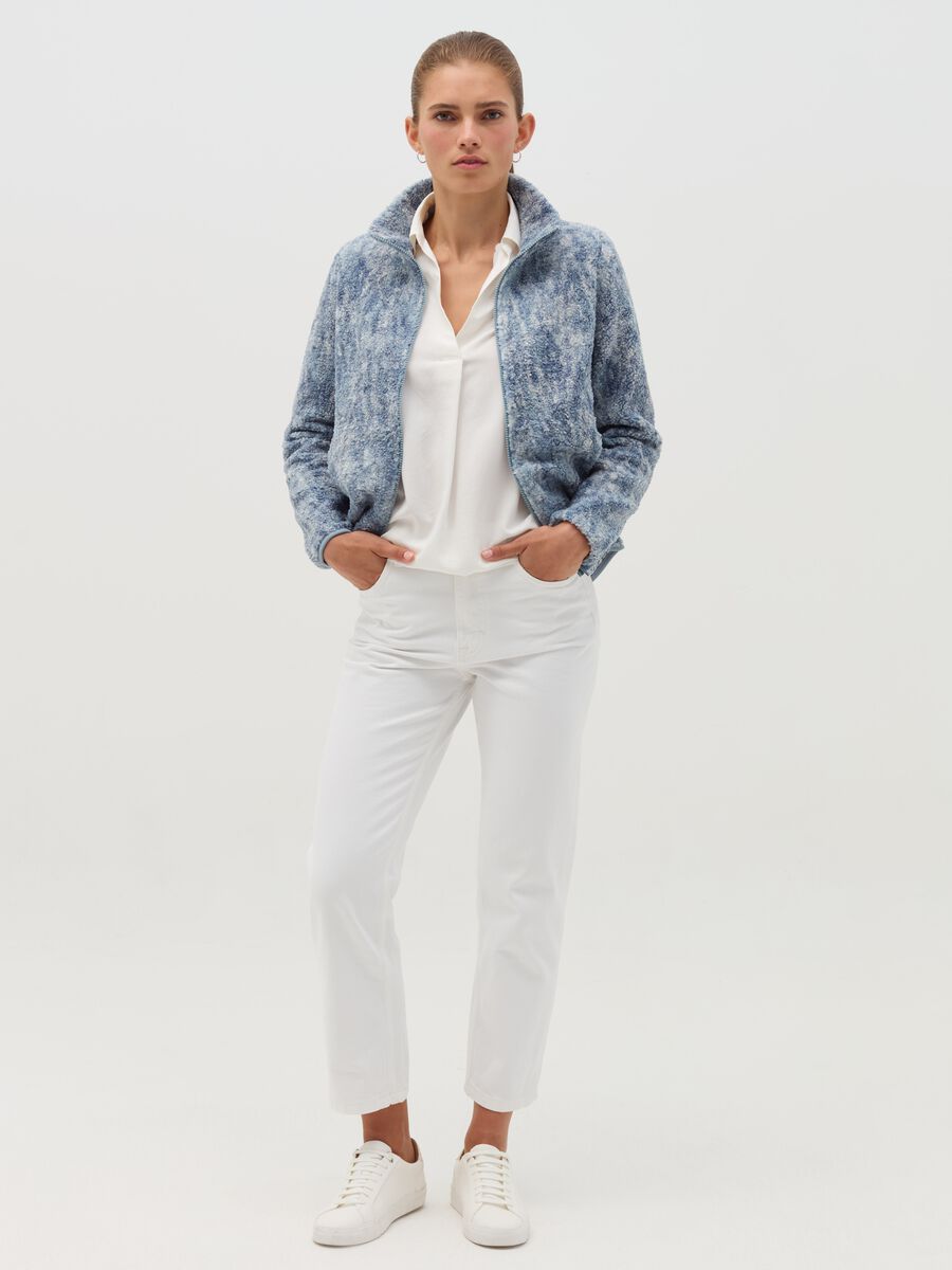 Essential full-zip teddy sweatshirt with high neck_1