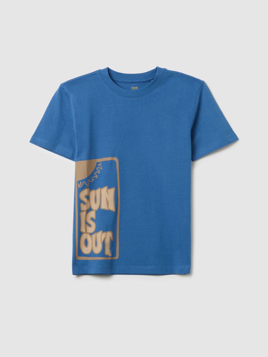 Boys' Pure Cotton Blue Regular Fit T-shirt with Print_0
