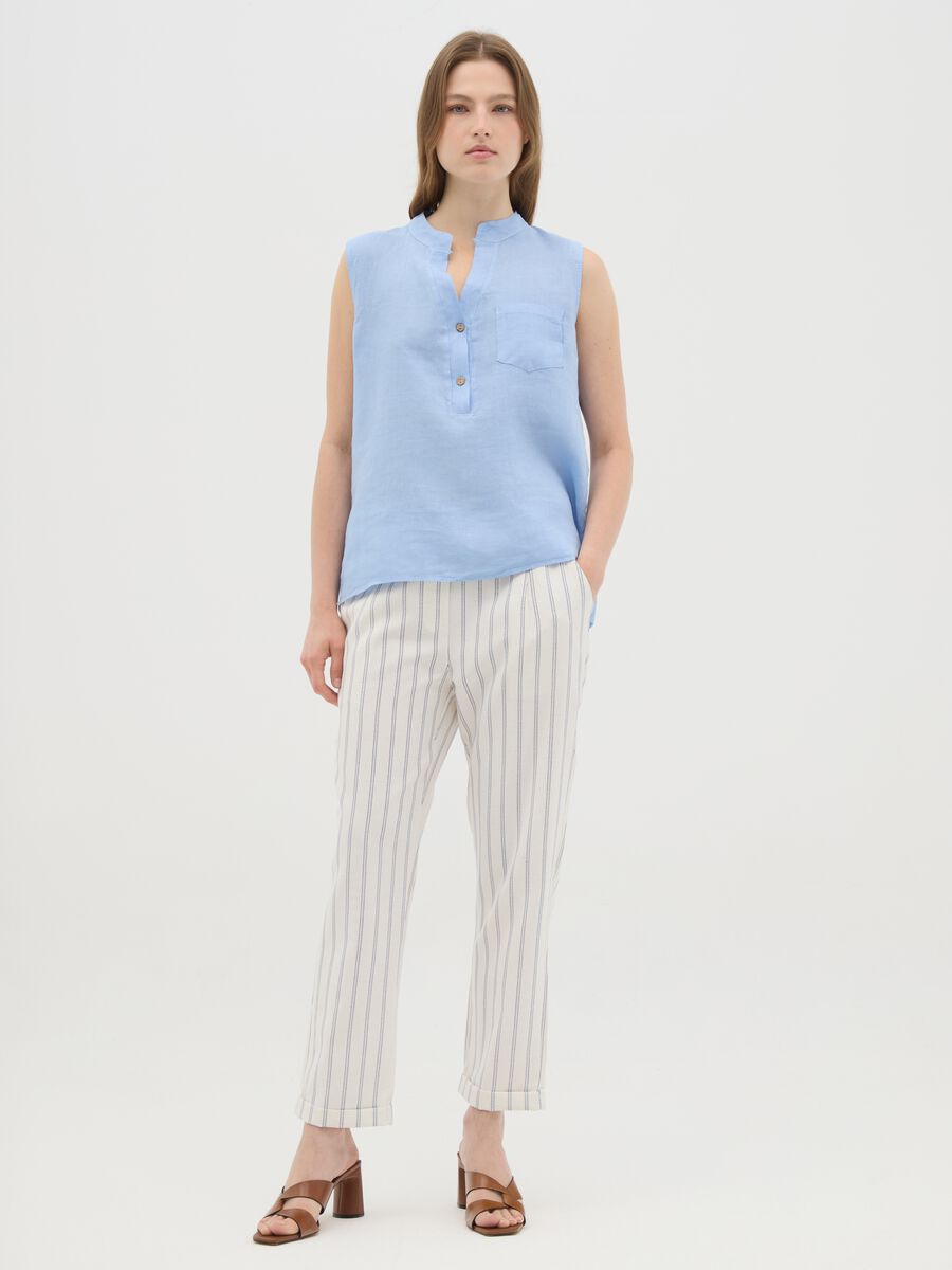 Women's multicolour linen blend trousers regular fit_0