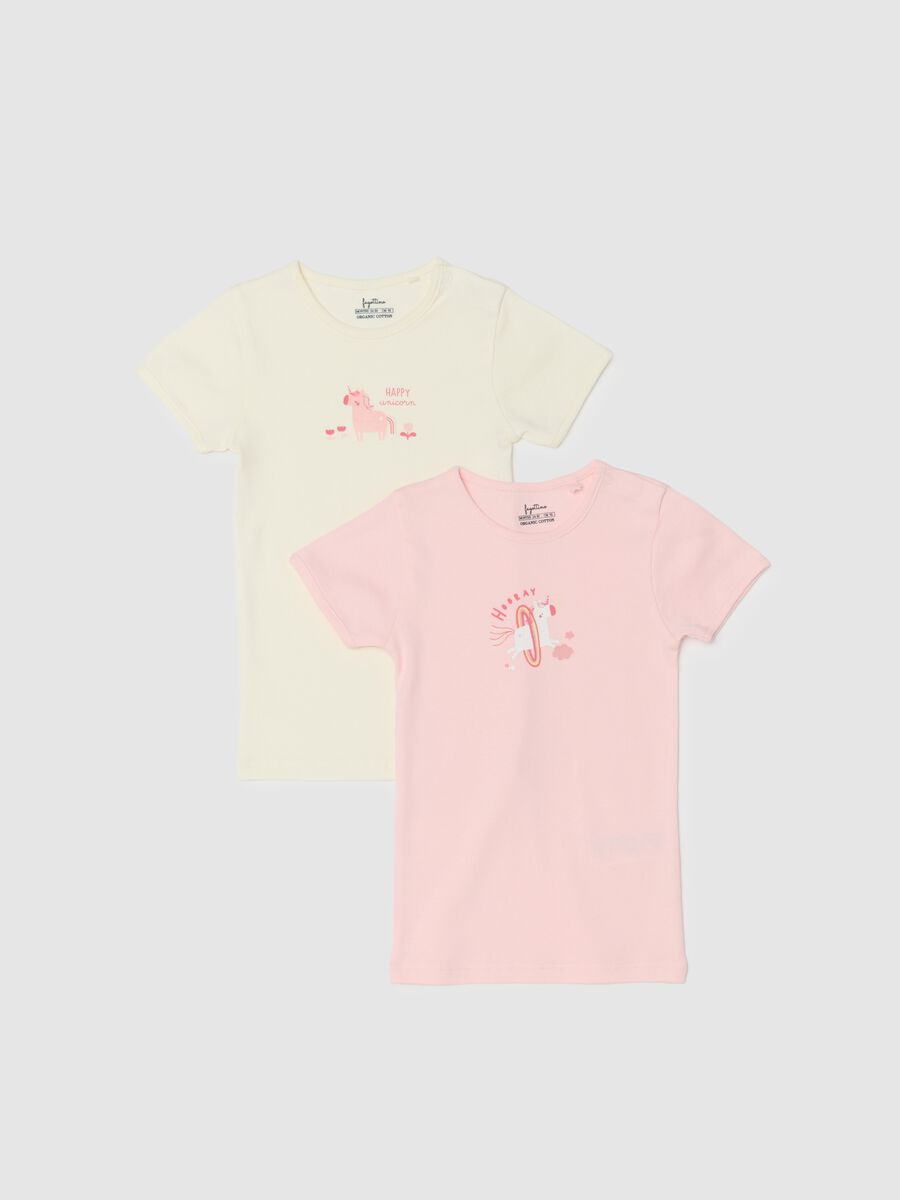 Baby Girl's Multicolour T-shirt Twin Pack in Pure Cotton, Regular Fit_0
