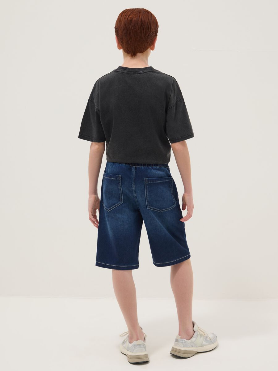 Blue denim shorts in stretch cotton_1