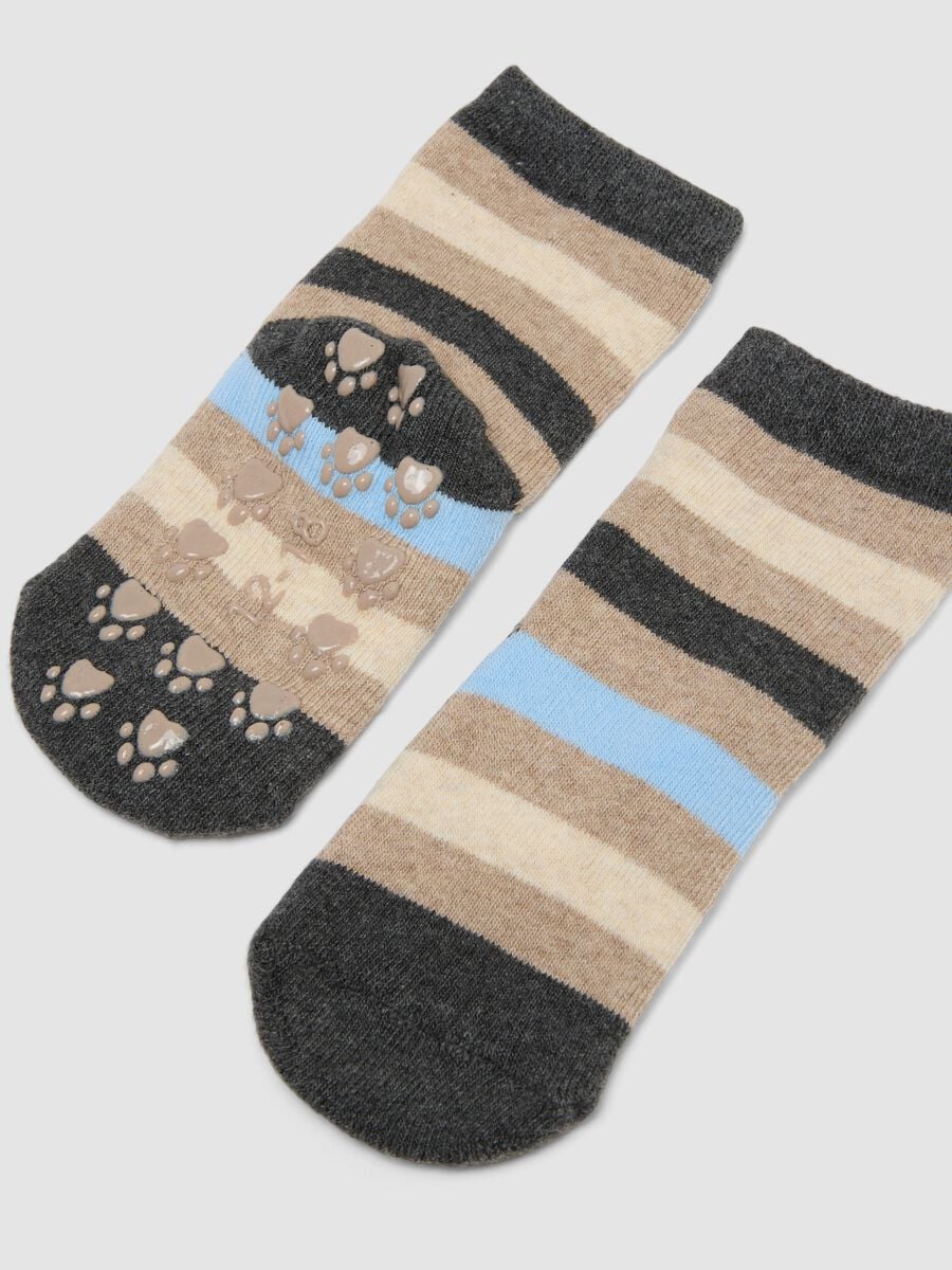 2-pack multicolour non-slip baby socks in stretch organic cotton_1