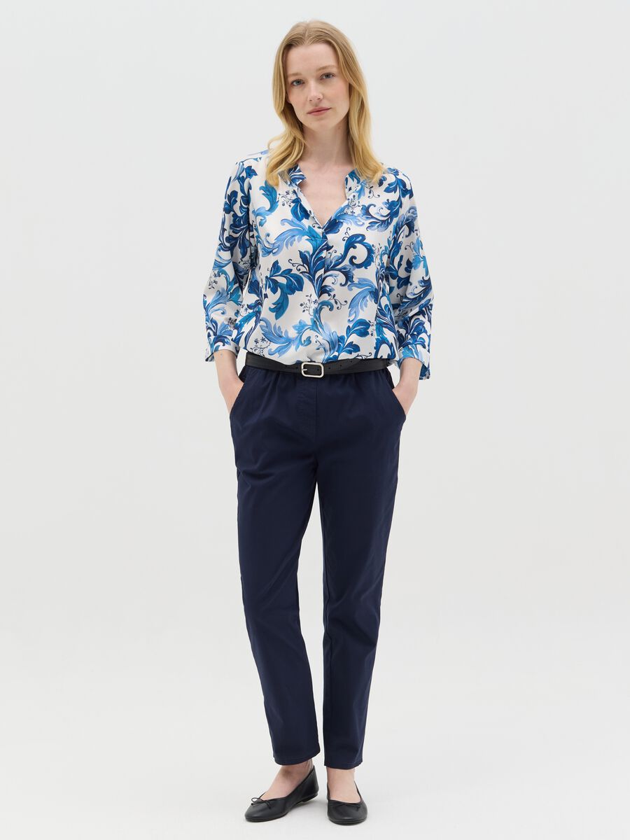 White and blue blouse with print_1