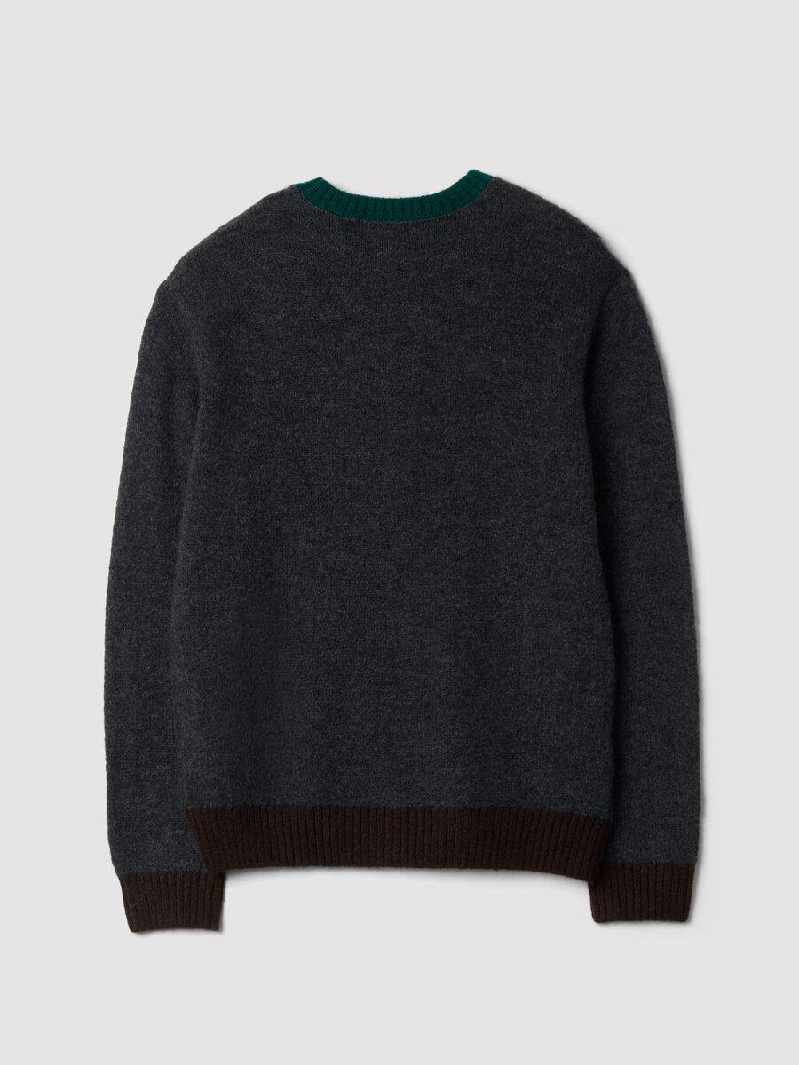 Maglione grigio scuro girocollo in lana e alpaca elasticizzate regular fit_2