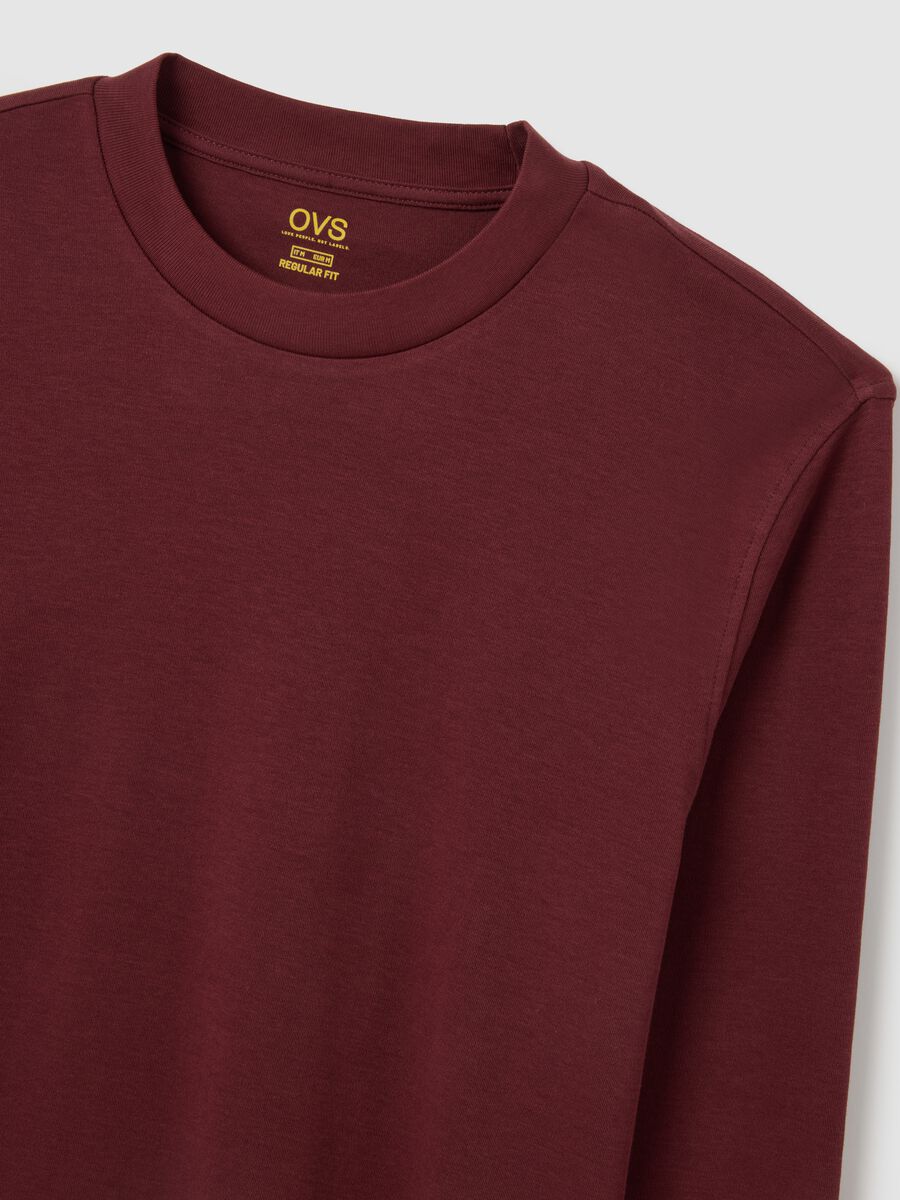 Maglia a maniche lunghe da ragazzo in puro cotone rosa _1