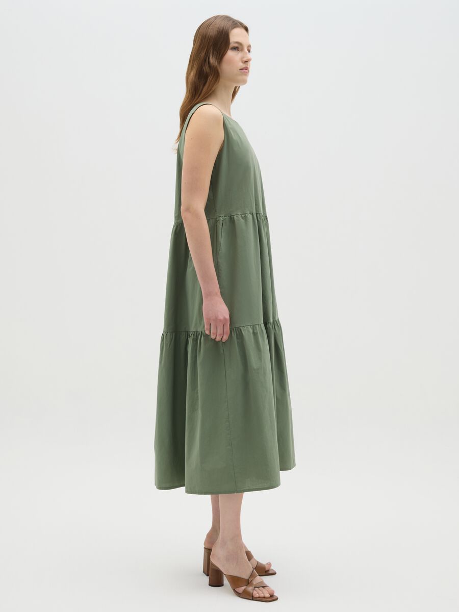 Abito lungo da donna in puro cotone verde regular fit_1