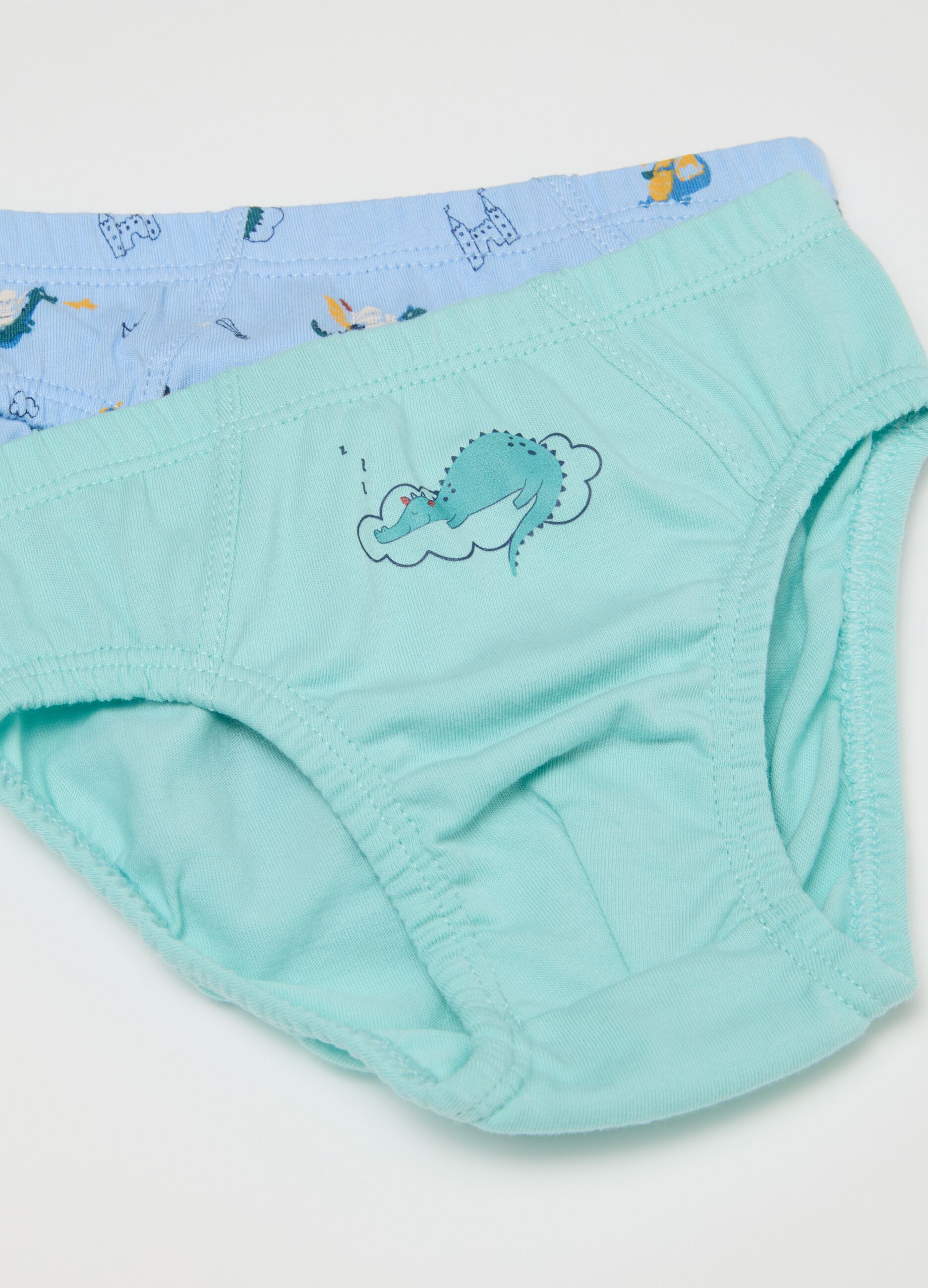 Set of 5 boys' briefs in multicoloured pure cotton