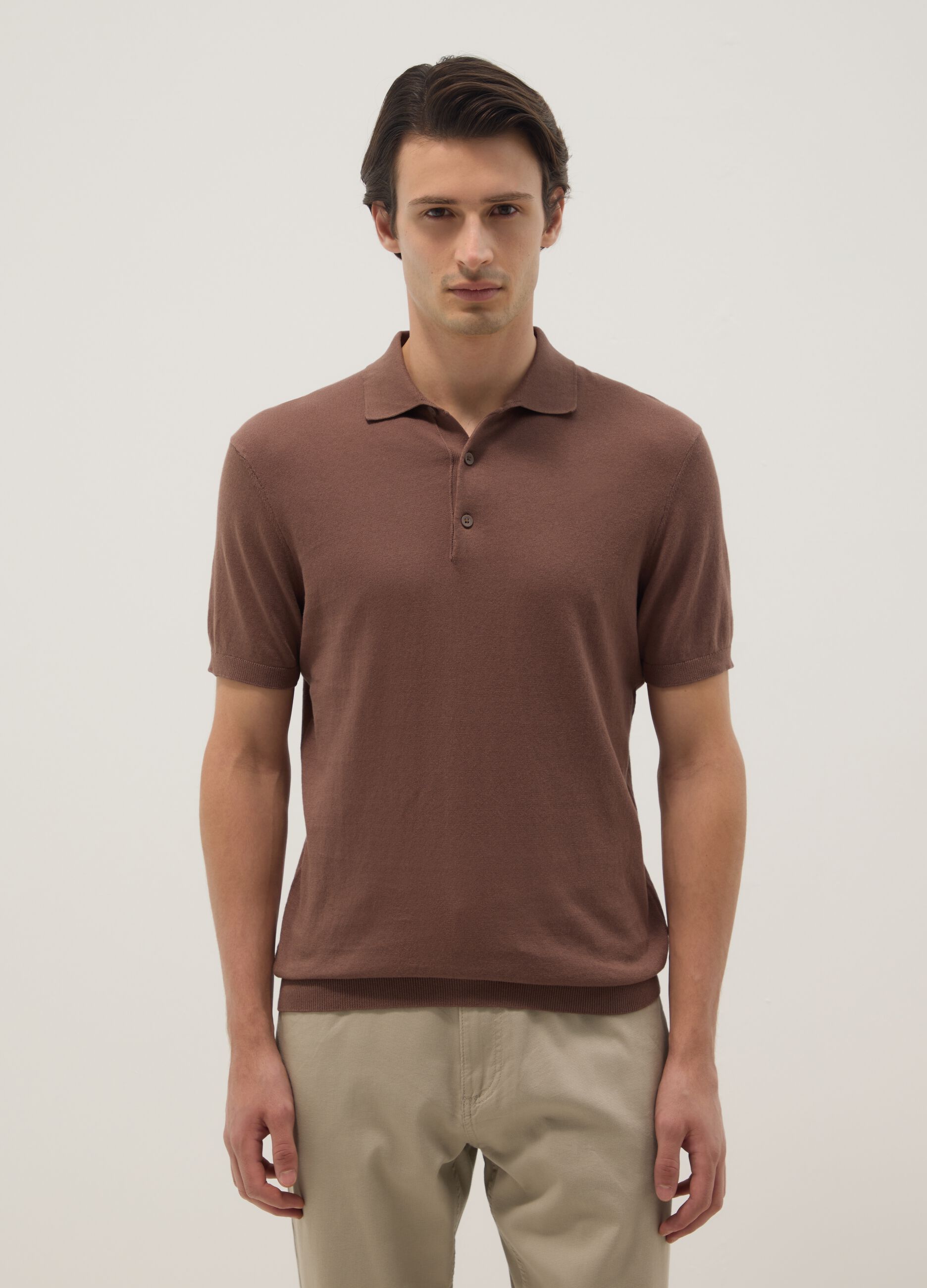 Brown pure cotton polo regular fit