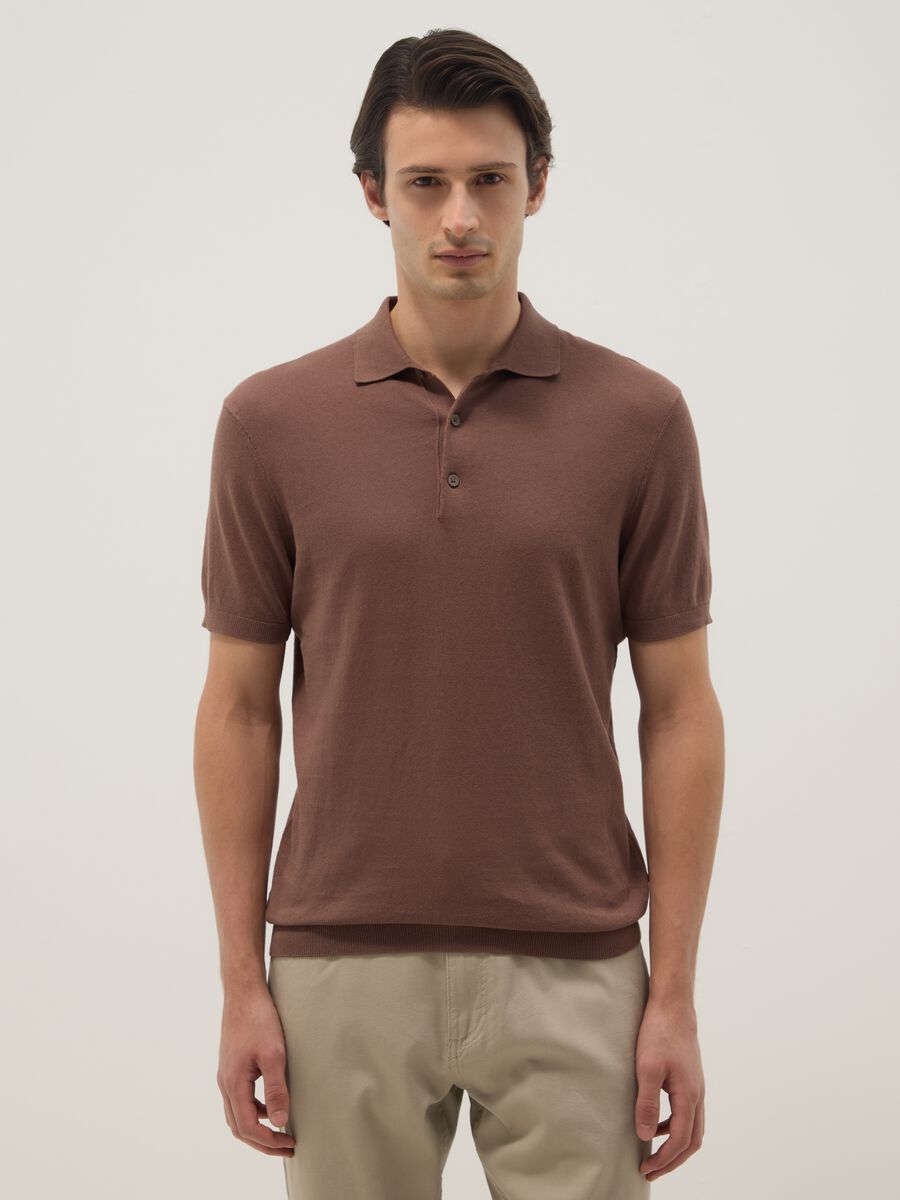 Brown pure cotton polo regular fit_1