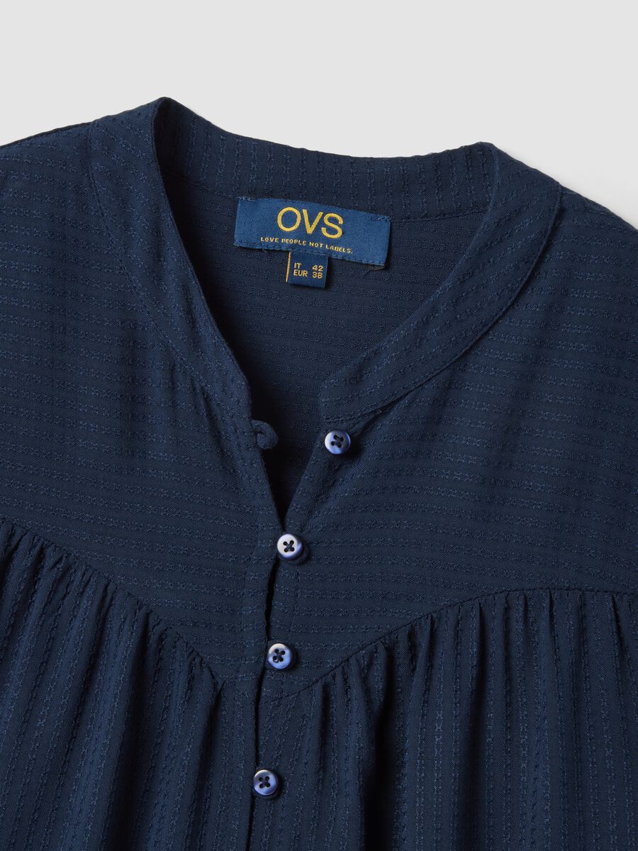 Blue pure viscose regular-fit shirt with embroidered texture_5
