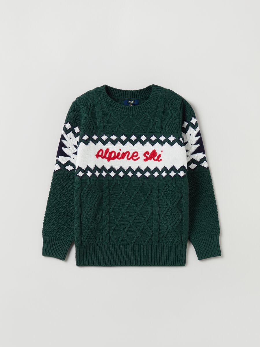 Pullover a trecce con disegno jacquard_0
