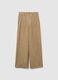 Beige regular fit ribbed trousers in stretchy fabric_0