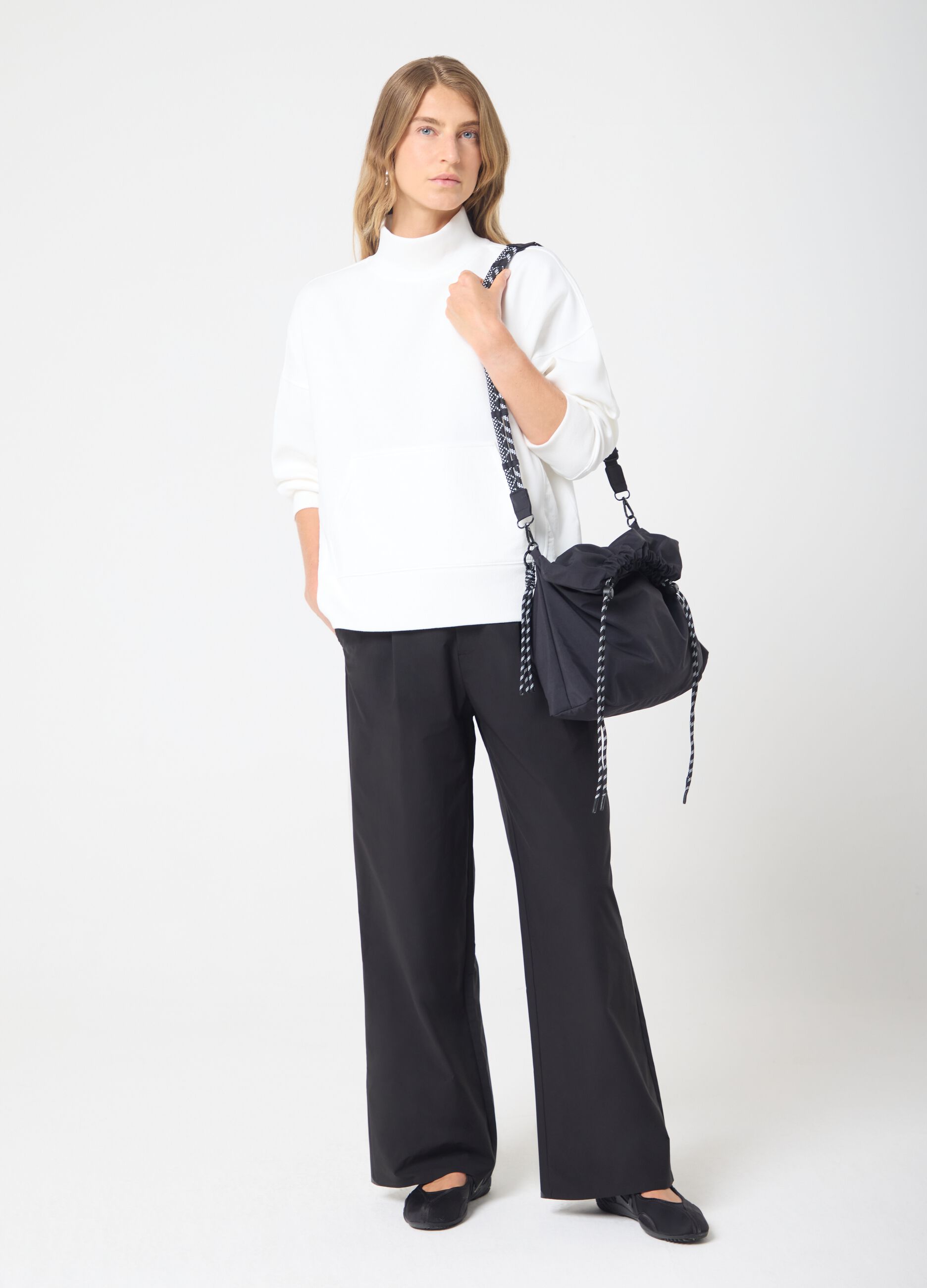 High-neck sweatshirt with contrast fabric pocket ALTAVIA STUDIO